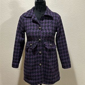Purple & Black Houndstooth Peacoat